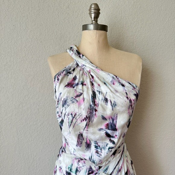 NWT IRO Kevals Printed One-Shoulder Mini Dress in Beige Multicolor - Picture 3 of 15